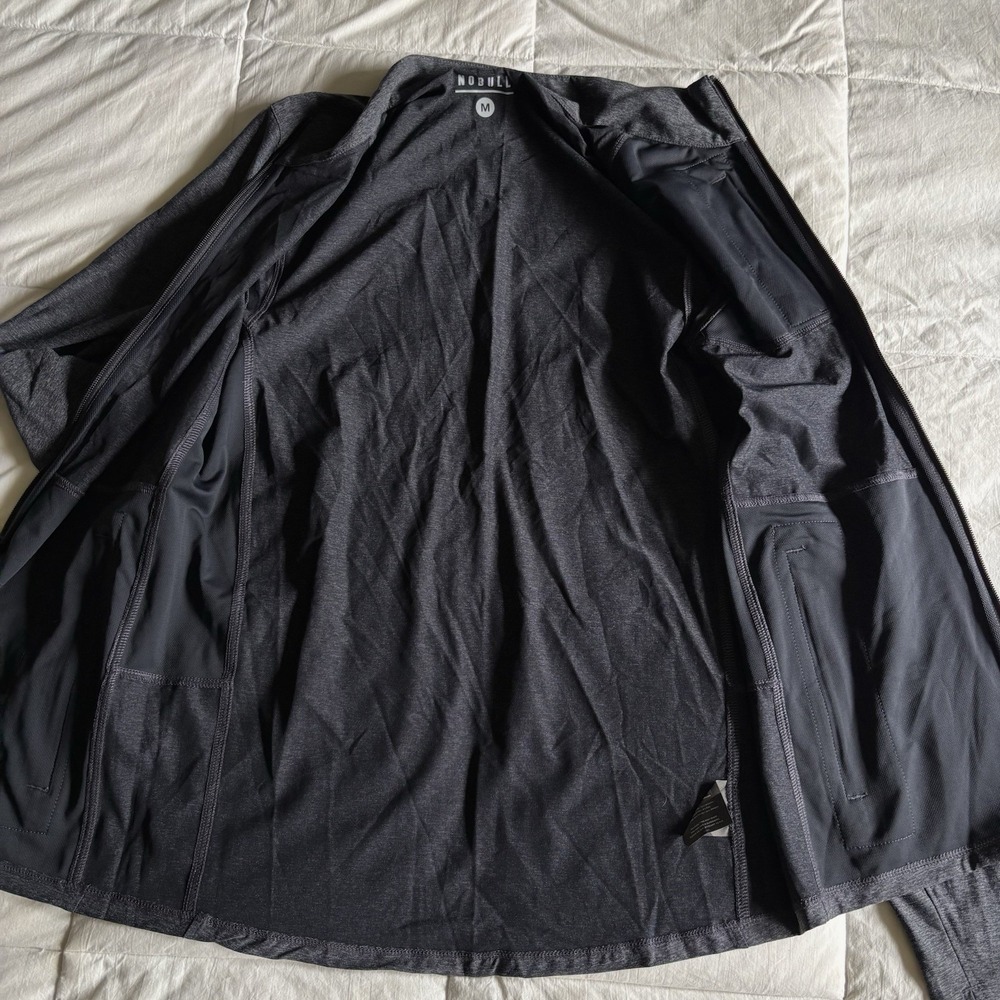NWOT NOBULL 4-Way Stretch Woven Full Zip Jacket Mens M Dark Gray Performance Gym - Picture 8 of 16